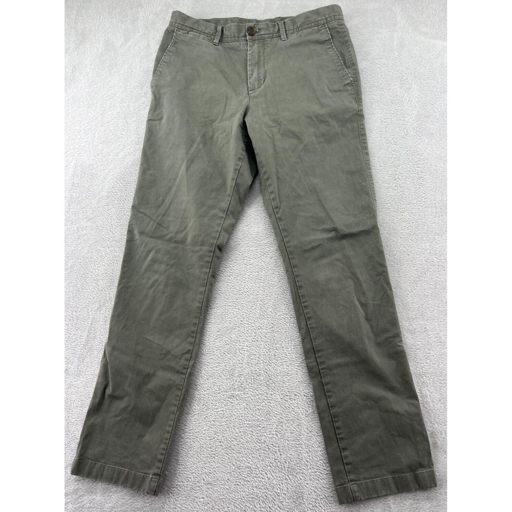 Reiss Pants Mens 30x30 Chino Pants Olive Green Cotton Blend Regular